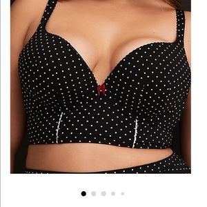 BLACK & WHITE POLKA DOT PUSH-UP PLUNGE BRA